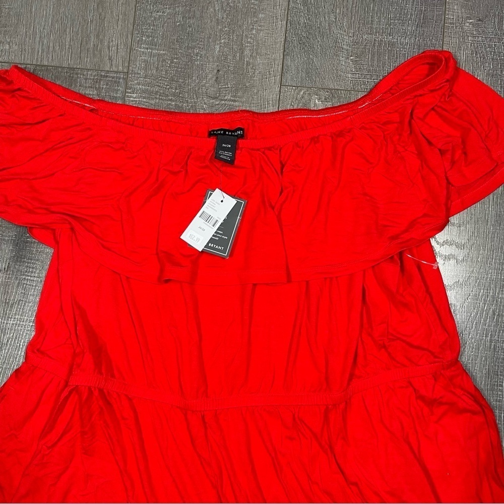 LANE BRYANT Romper Size 26/28 Off-Shoulder Electric orange - Picture 2 of 7